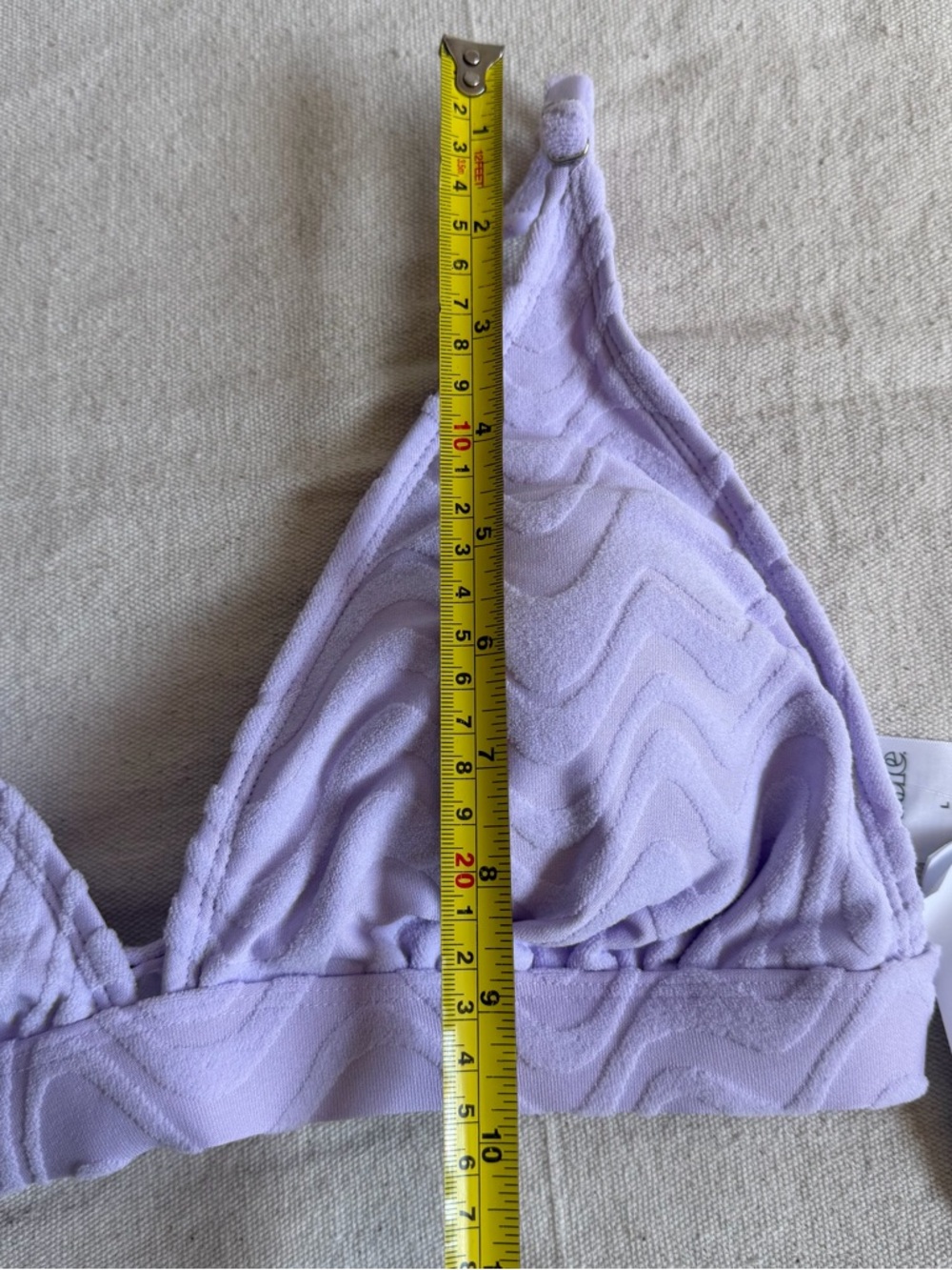 NWT Wild Fable Lilac Purple Wavy Terry Textured Triangle Bikini Swim Top Large L - Picture 9 of 12